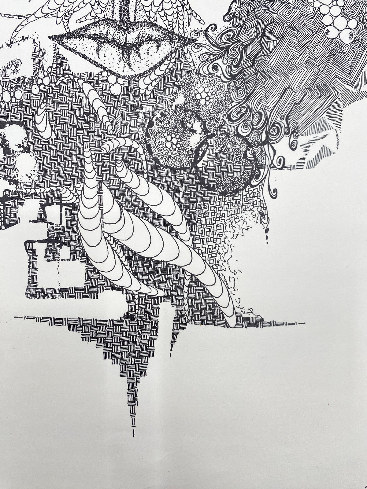 * 1v2 ANNELIE STÄRK GRAFIK DRUCK ABSTRAKT SURREAL GESICHT ZEICHNUNG SIGNIERT 70