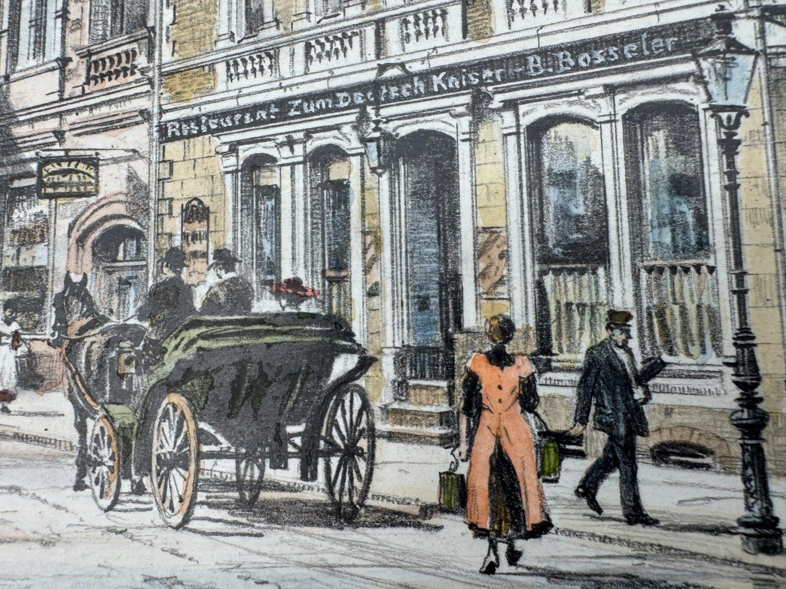 * HEINZ WEHLISCH ZEICHNUNG BUER MARKT UM 1905 ANSICHT SIGNIERT