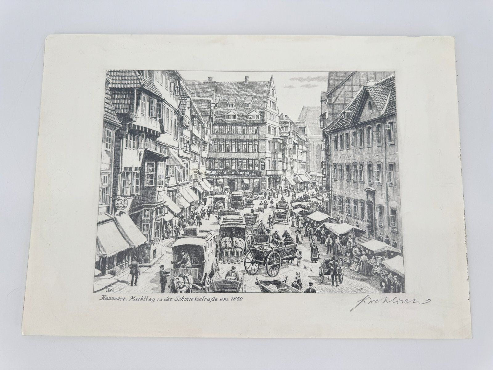 * HEINZ WEHLISCH ZEICHNUNG HANNOVER SCHMIEDESTRAßE 1888 ANSICHT