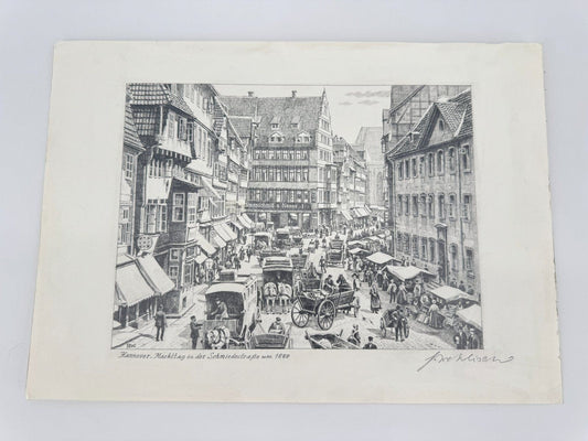 * HEINZ WEHLISCH ZEICHNUNG HANNOVER SCHMIEDESTRAßE 1888 ANSICHT
