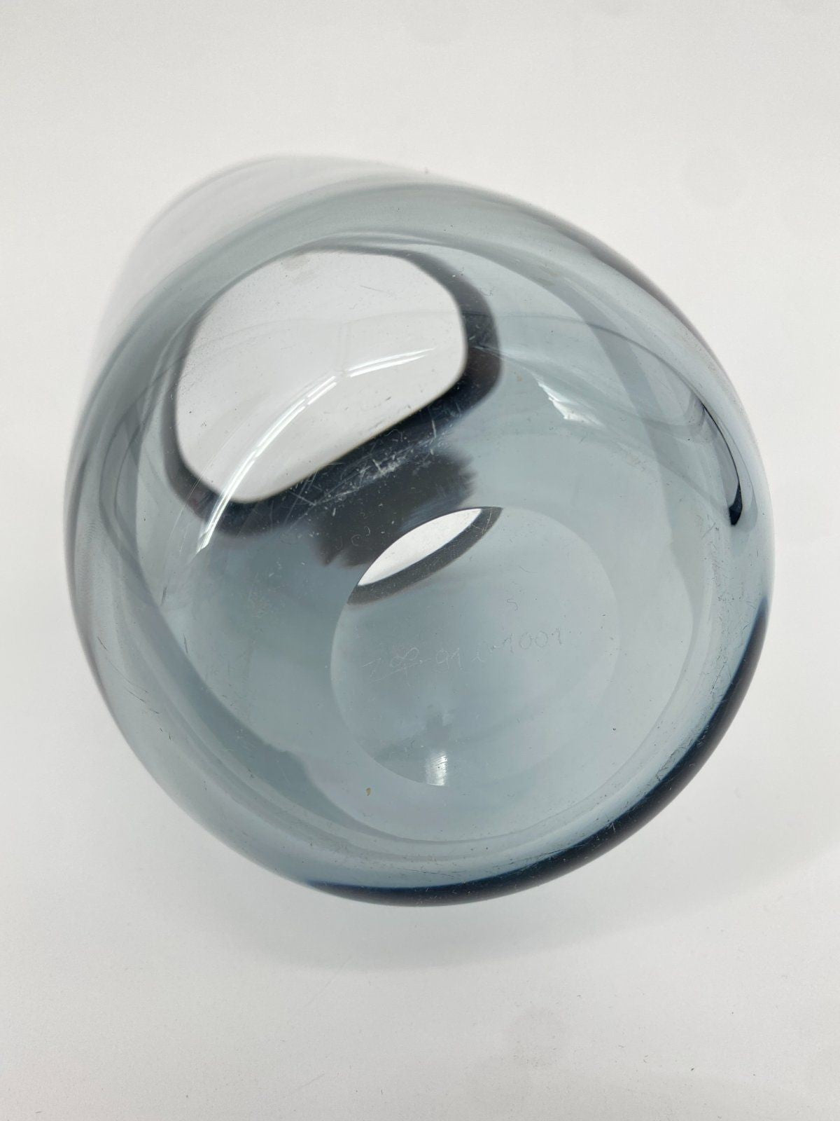 * GLAS VASE MURANO GRAU SCHWARZ RAUCHGLAS DESIGN SIGNIERT ZT 20CM