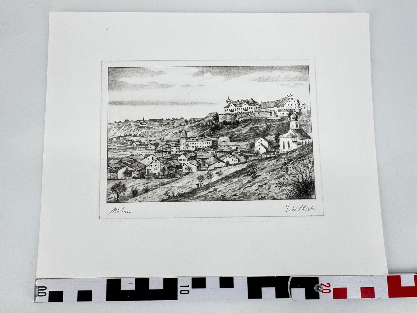 * HEINZ WEHLISCH ORIGINAL RADIERUNG MÖHREN TREUCHTLINGEN ANSICHT