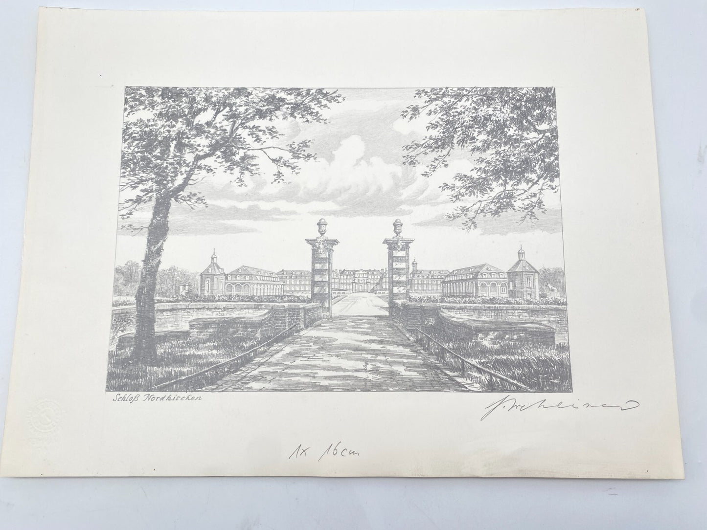 DEUTSCHER KÜNSTLER HEINZ WEHLISCH ZEICHNUNG SCHLOSS NORDKIRCHEN HANDSIGNIERT