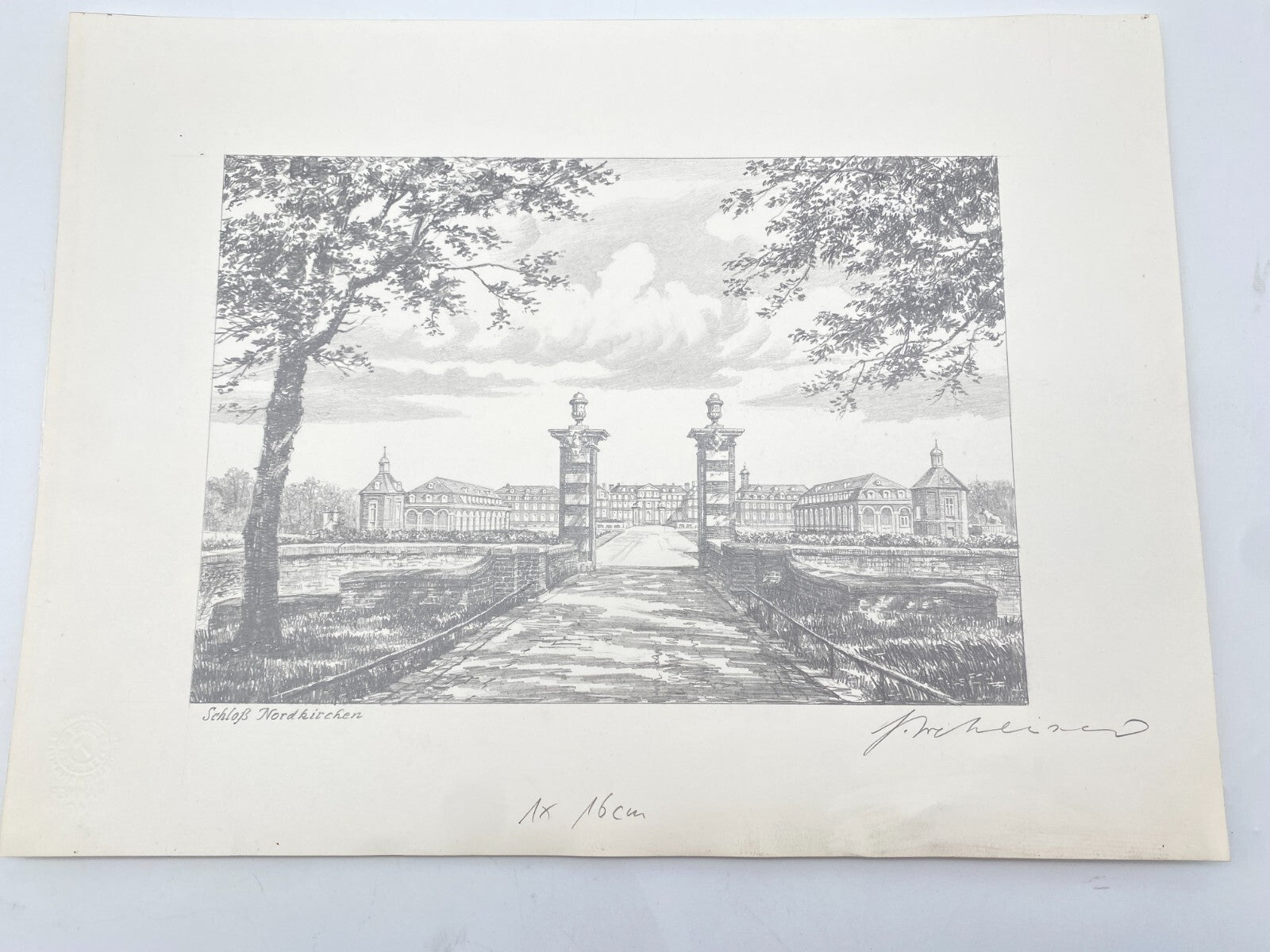 DEUTSCHER KÜNSTLER HEINZ WEHLISCH ZEICHNUNG SCHLOSS NORDKIRCHEN HANDSIGNIERT