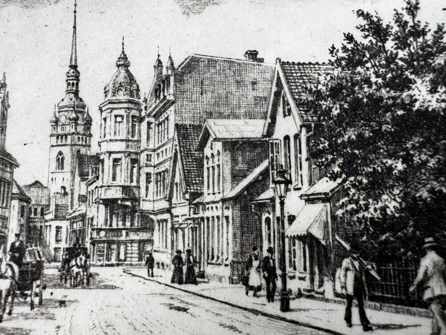 * HEINZ WEHLISCH RADIERUNG ITZEHOE GROßE PAASCHBURG UM 1900 ANSI
