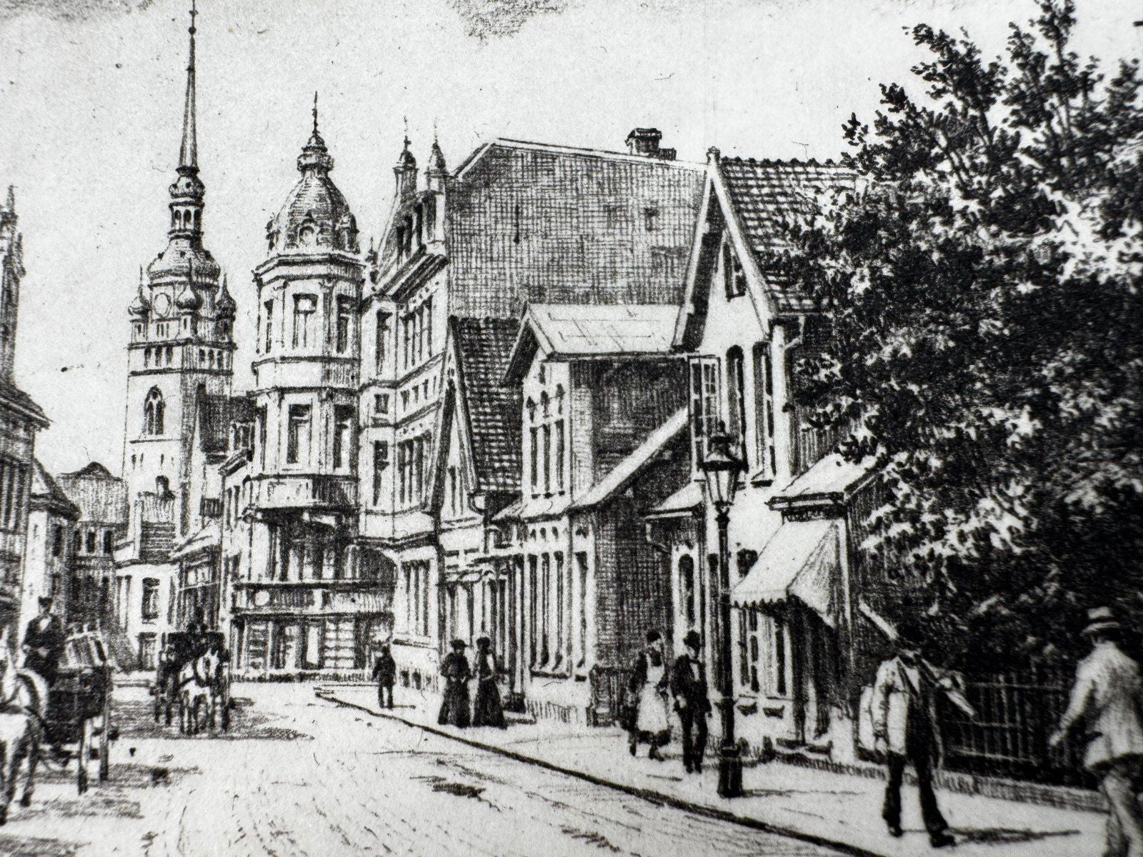 * HEINZ WEHLISCH RADIERUNG ITZEHOE GROßE PAASCHBURG UM 1900 ANSI