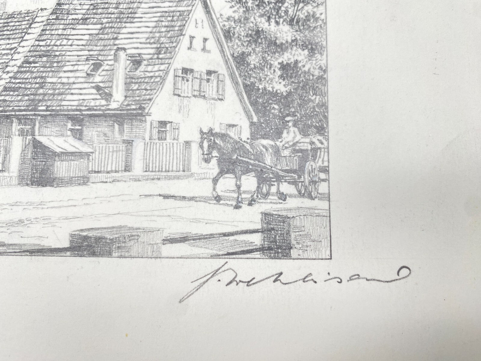 HEINZ WEHLISCH ZEICHNUNG TAILFINGEN PETERSKIRCHE UM 1910 SIGNIERT