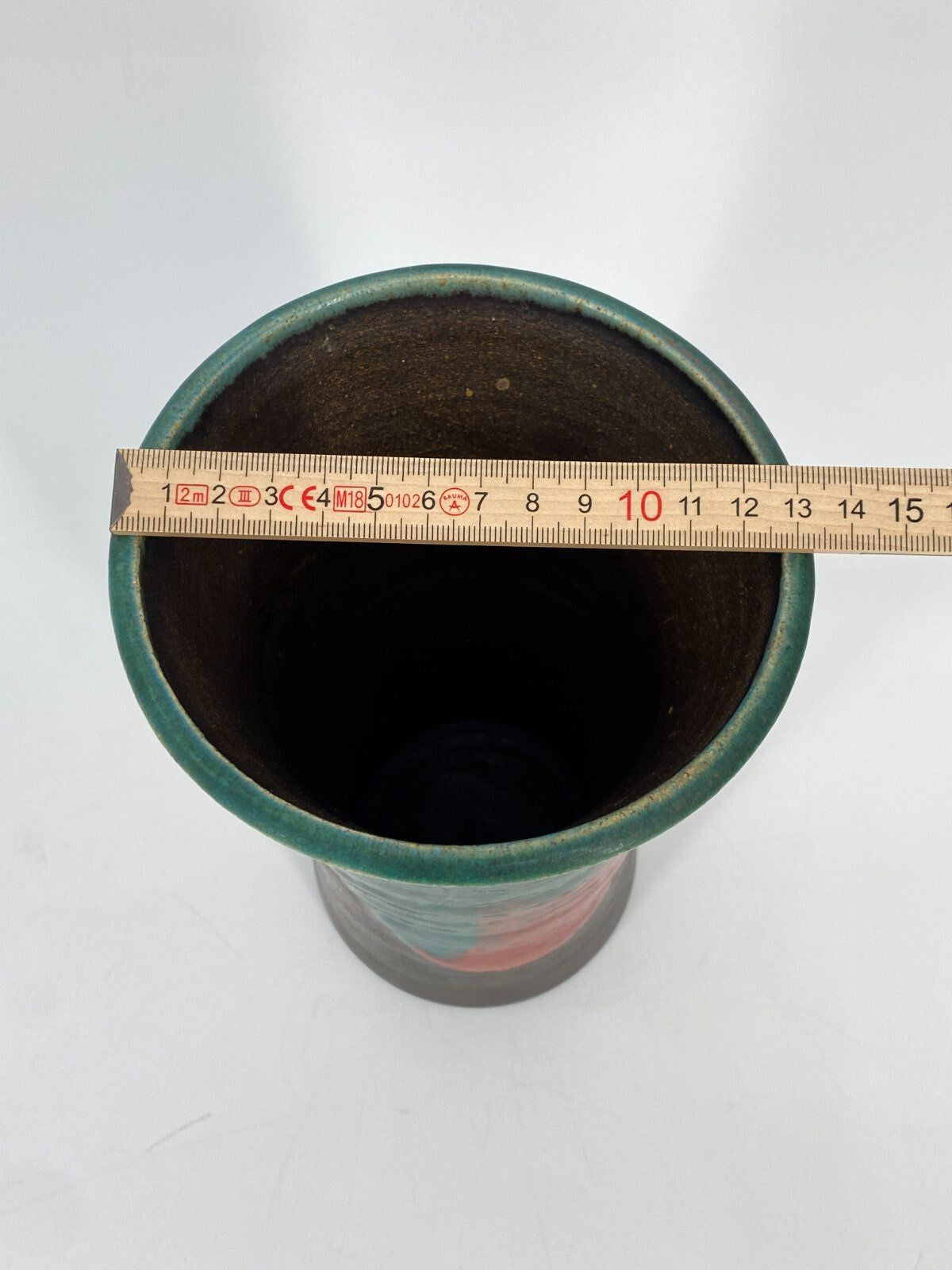 * STUDIOKERAMIK VASE TROMPETEN TRICHTER FORM VINTAGE KERAMIK