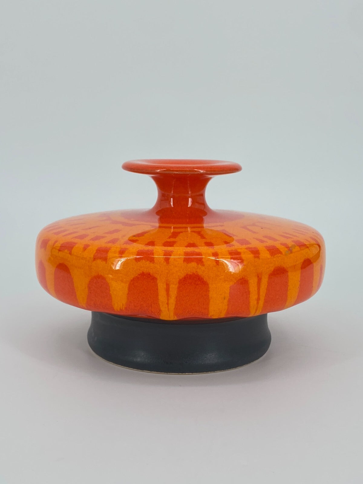 * HUTSCHENREUTHER STUDIOKERAMIK VASE 70ER VINTAGE POP ART ORANGE 10x15,5CM