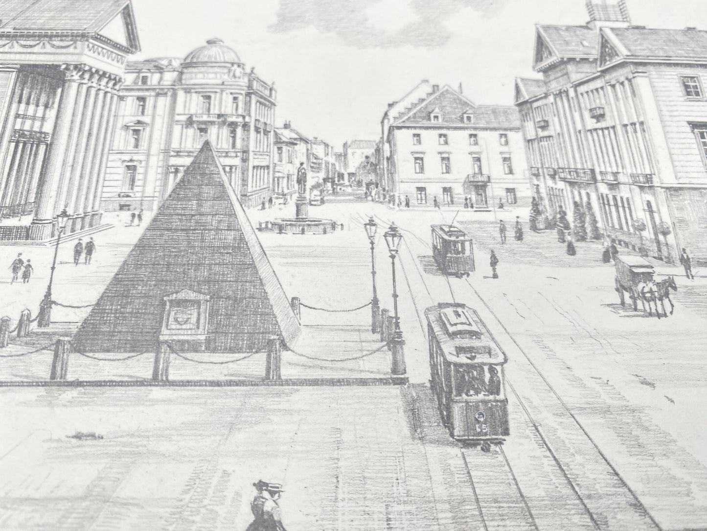HEINZ WEHLISCH DEUTSCHER KÜNSTLER ZEICHNUNG MARKTPLATZ KARLSRUHE HANDSIGNIERT