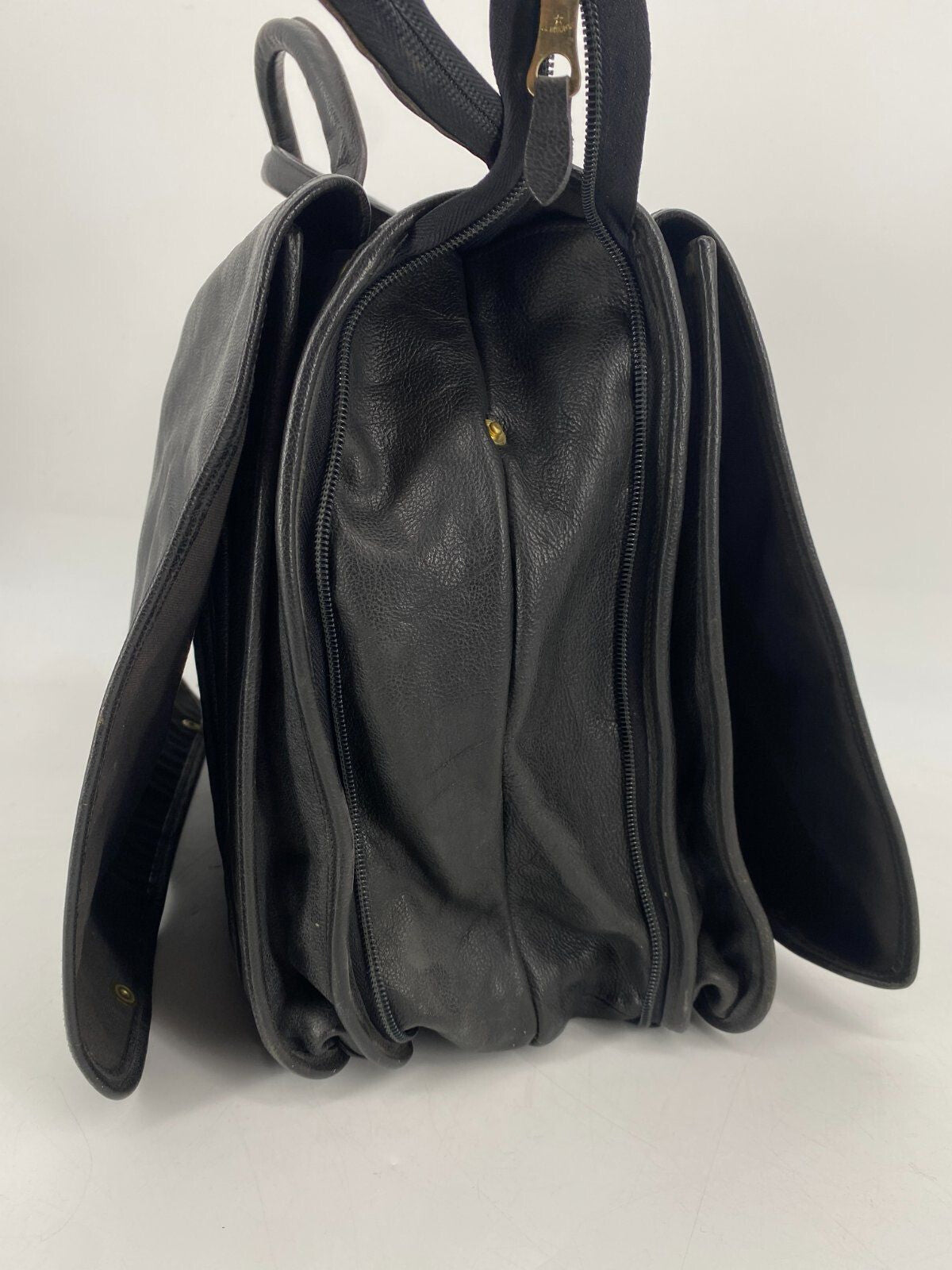 * VINTAGE IL BISONTE ECHT LEDER TASCHE SCHWARZ ITALY DESIGN