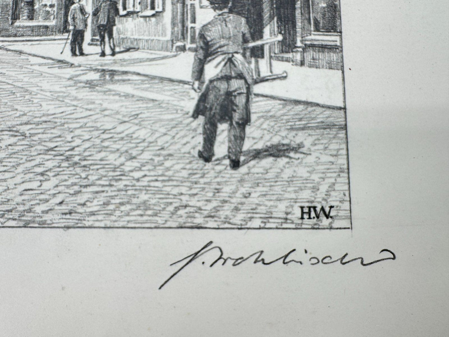 * HEINZ WEHLISCH ZEICHNUNG THERESIENPLATZ STRAUBING ANSICHT SIGNIERT