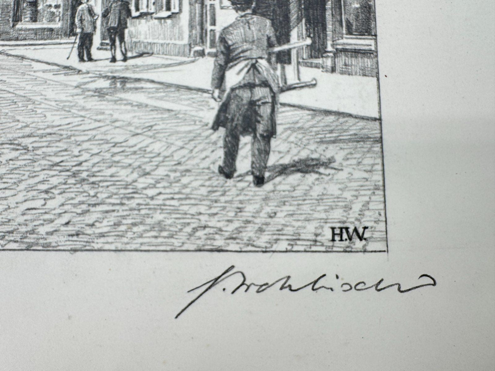 * HEINZ WEHLISCH ZEICHNUNG THERESIENPLATZ STRAUBING ANSICHT SIGNIERT