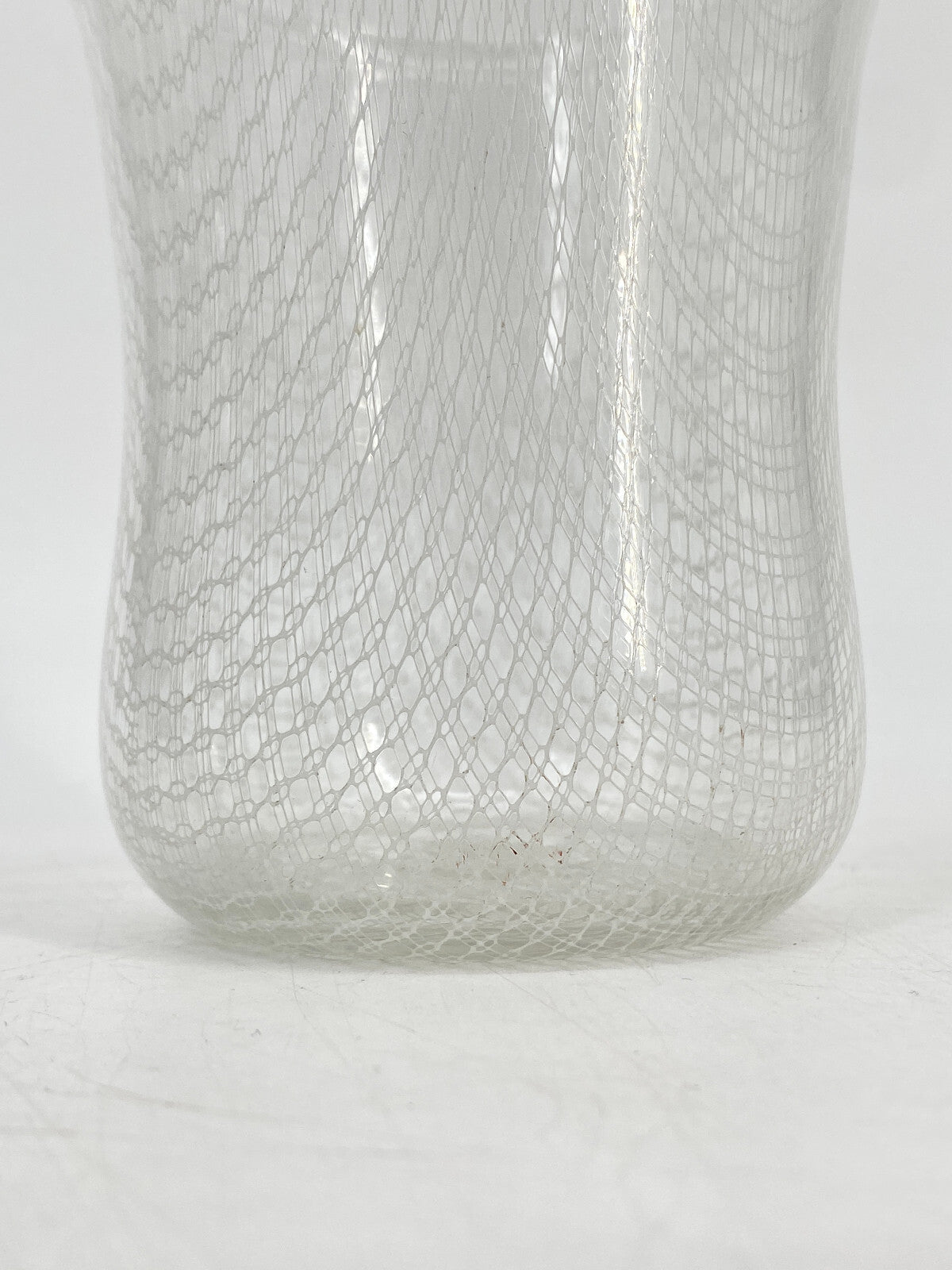 * GLAS VASE MERLETTO RETICELLO FADENGLAS MUNDGEBLASEN NETZMUSTER VINTAGE