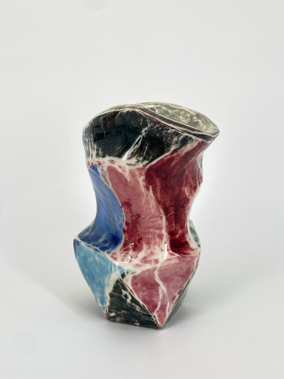 * STUDIOKERAMIK VASE BUNT ORGANISCHES DESIGN POSTMODERN VINTAGE