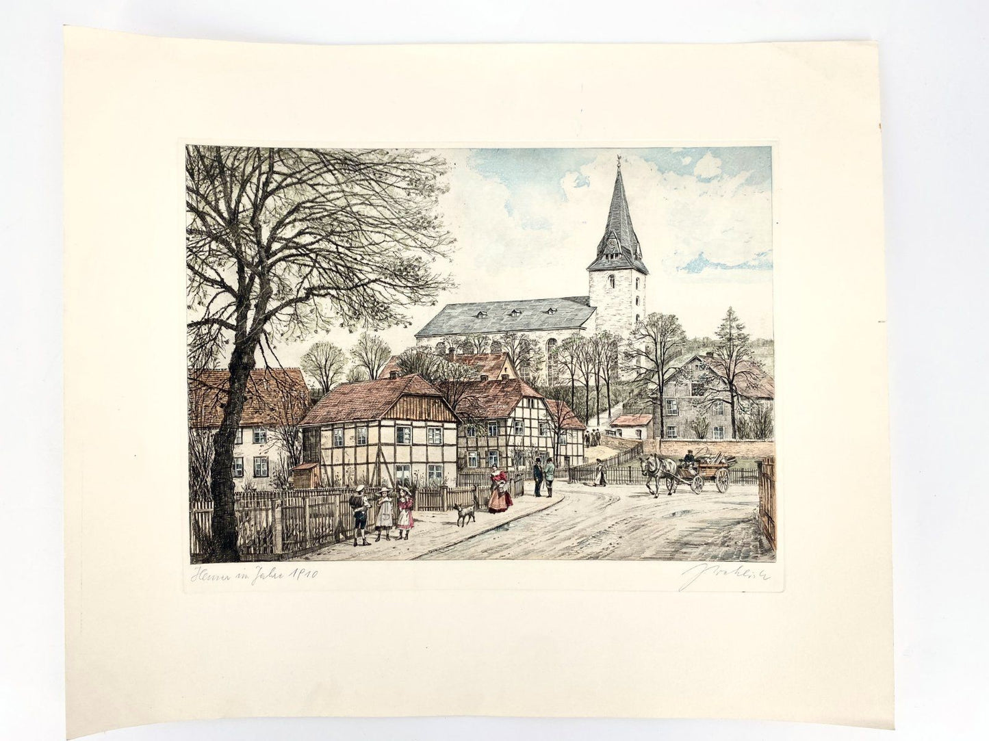 * DRUCKGRAFIK HEINZ WEHLISCH ANSICHT HEMER SAUERLAND EBBERGKIRCHE