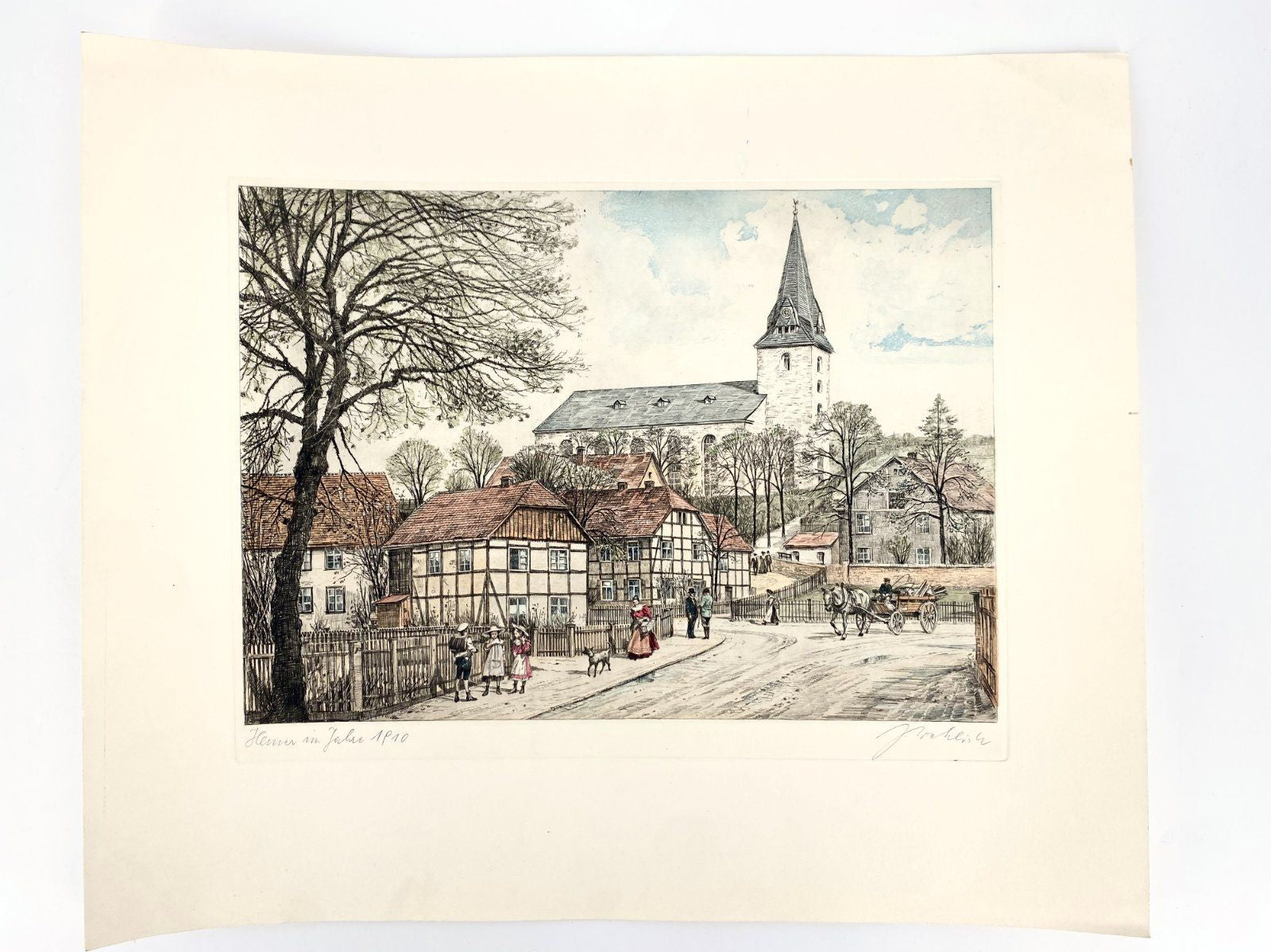 * DRUCKGRAFIK HEINZ WEHLISCH ANSICHT HEMER SAUERLAND EBBERGKIRCHE