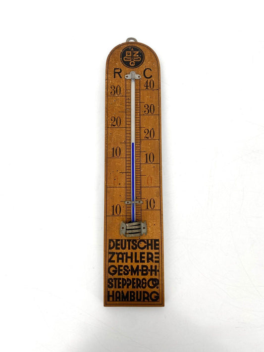 * ANTIKES THERMOMETER HOLZ DEUTSCHE ZÄHLERGES. RÉAUMUR CELSIUS