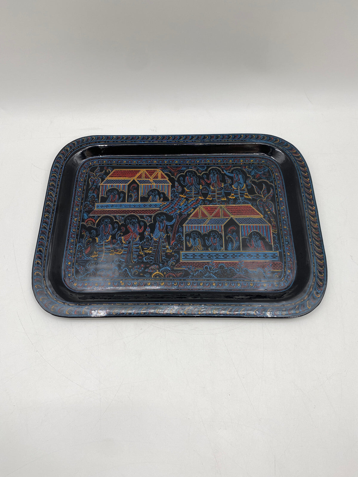 * TABLETT QUADRATISCH BURMESISCH MYANMAR BAMBUS LACKARBEIT LAQUERWARE
