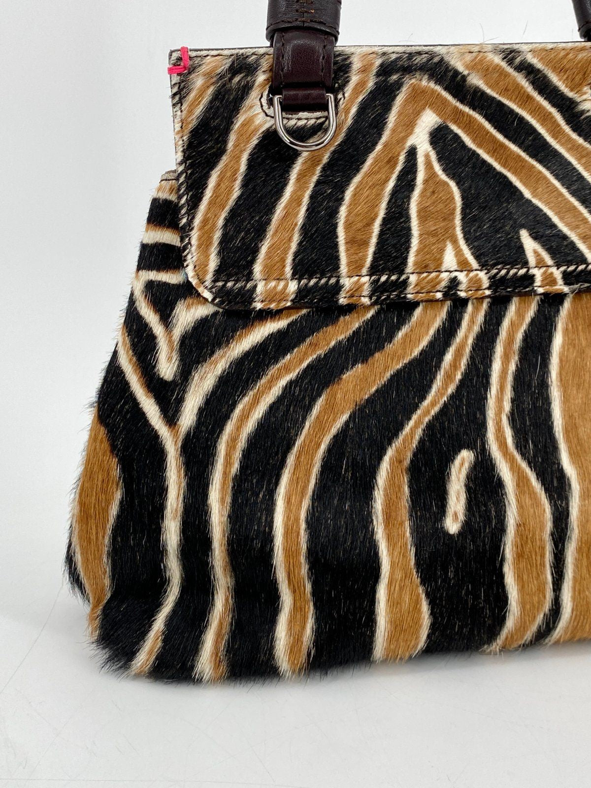 * ROSAMARO HANDGEMACHTE HANDTASCHE ITALIEN LEDER ZEBRA PRINT