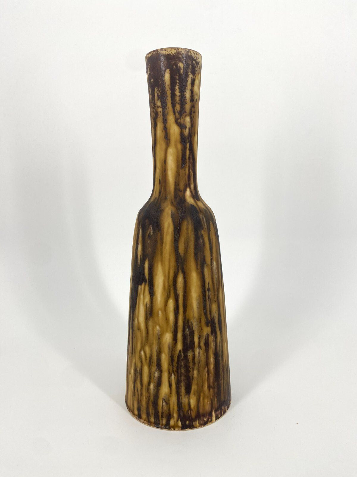 * KERAMIK KRUG VASE 438 LAUFGLASUR MATT BRAUN LILA 60ER VINTAGE