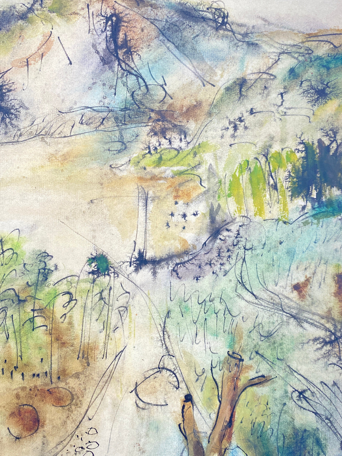 * SIEGMUND LYMPASIK GEMÄLDE MALEREI LANDSCHAFT MISCHTECHNIK TEMPERA TUSCHE