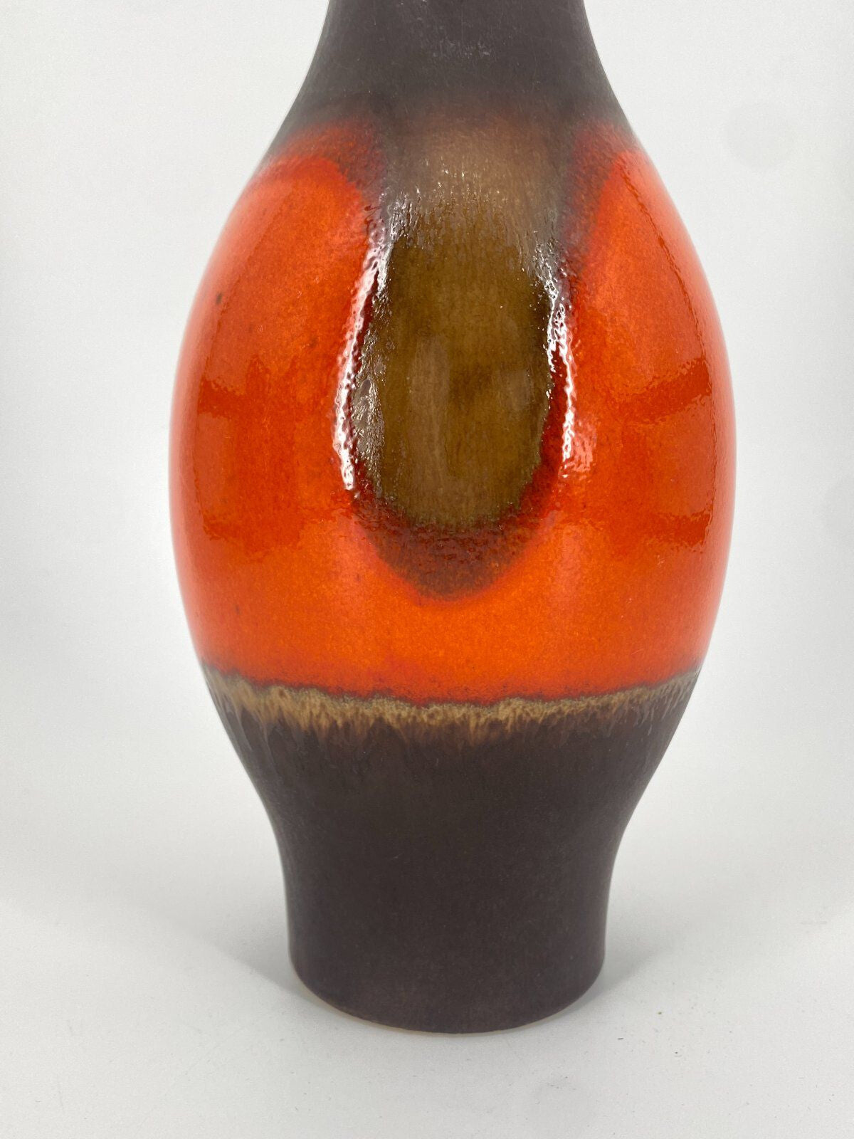 * JASBA STUDIOKERAMIK VASE W.-GERMANY ORANGE BRAUN 60ER 70ER