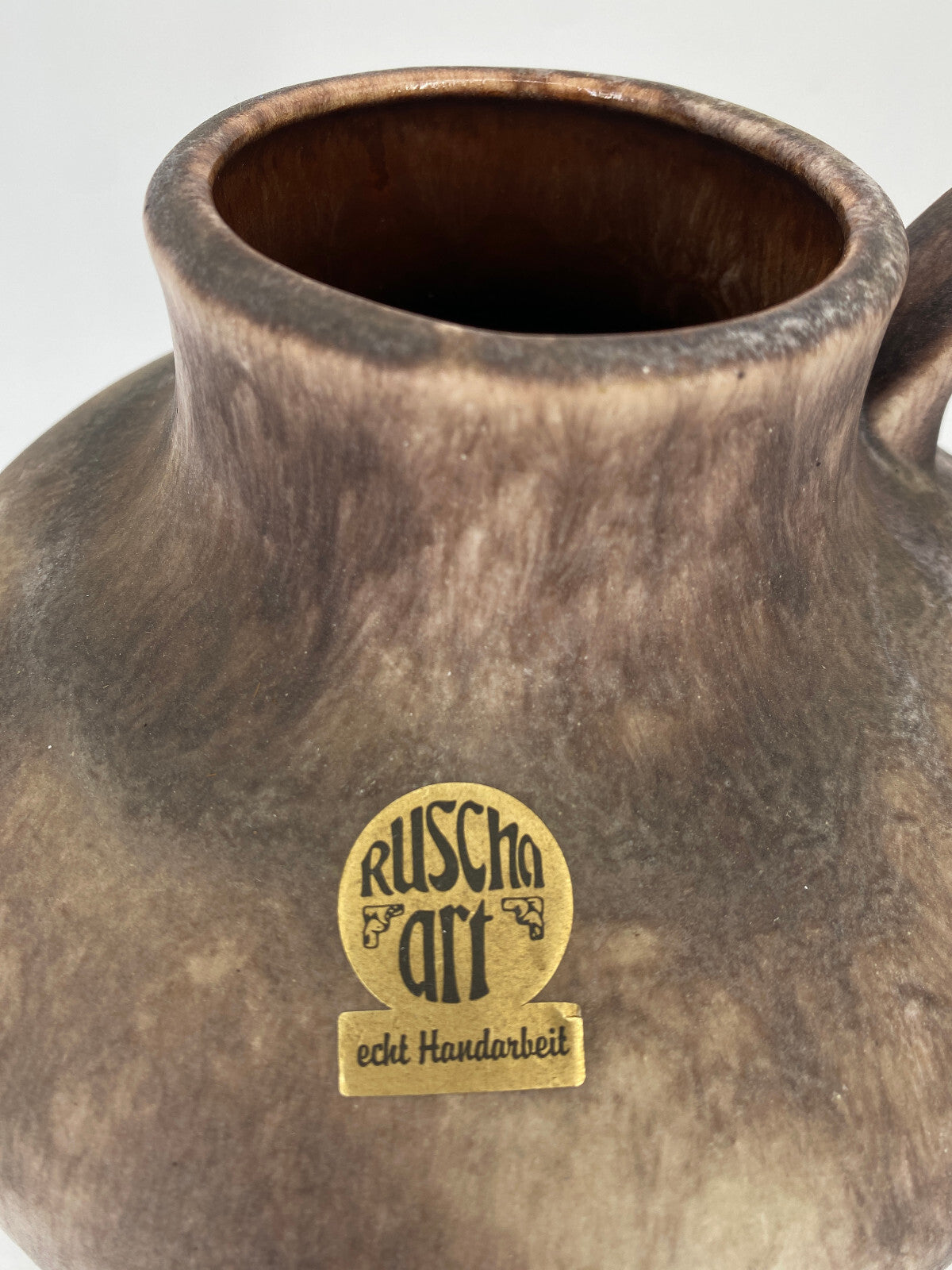 * VASE KERAMIK RUSCHA ART BRAUN BEIGE MARMORIERT SAMT OBERFLÄCHE