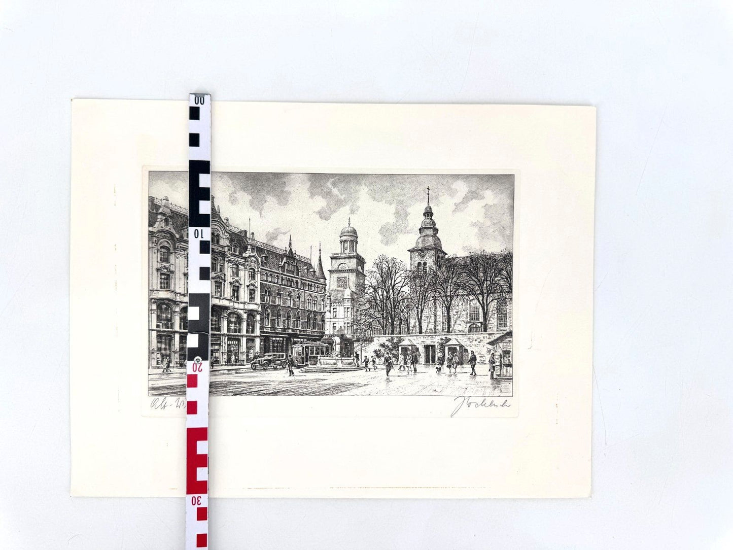 * GRAFIK DRUCKGRAFIK WITTEN KORNMARKT ANSICHT 50ER NRW WEHLISCH