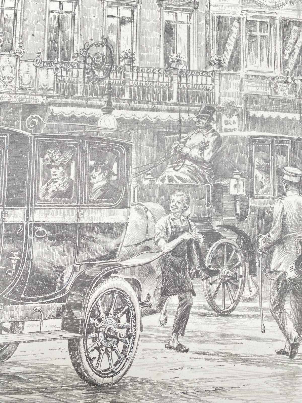 HEINZ WEHLISCH  ZEICHNUNG KRANZLER BERLIN KRAFTDROSCHKE ORIGINAL 1912