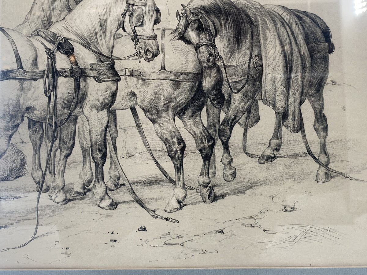 * 2 x VICTOR ADAM 19 JHDT LITHOGRAPHIE POSTE AUX CHEVAUX PFERDE WAGEN TRANSPORT