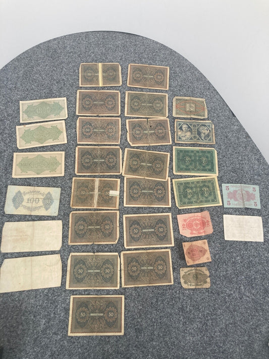 KONVOLUT REICHSBANKNOTEN FÜNFZIG MARK 50 500 1000 DARLEHENSKASSE 1915-1922