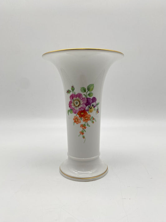 KPM BERLIN VASE TROMPETENFORM BLUMEN DEKOR 19 CM VINTAGE KÖNIGLICHE PORZELLAN
