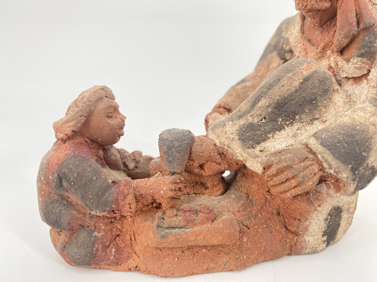 * 2 STK KERAMIK FIGUR STATUETTE ÄGYPTEN  TERRAKOTTA TON HANDARBEIT VINTAGE
