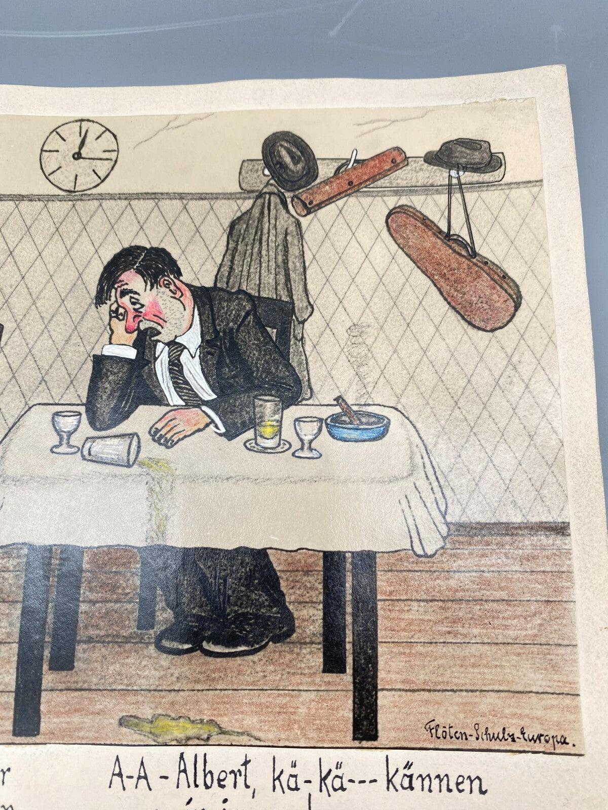 HANS DIETER BAUM NACHLASS ZEICHNUNG WENZEL HUMOR MUSIKER ZEICHNUNG KARIKATUR 60e