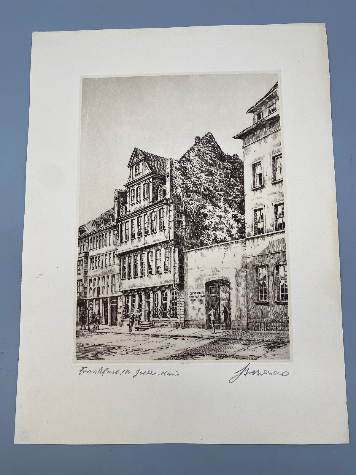 HEINZ WEHLISCH DEUTSCHER KÜNSTLER RADIERUNG FRANKFURT AM MAIN GOETHE HAUS HANDSI