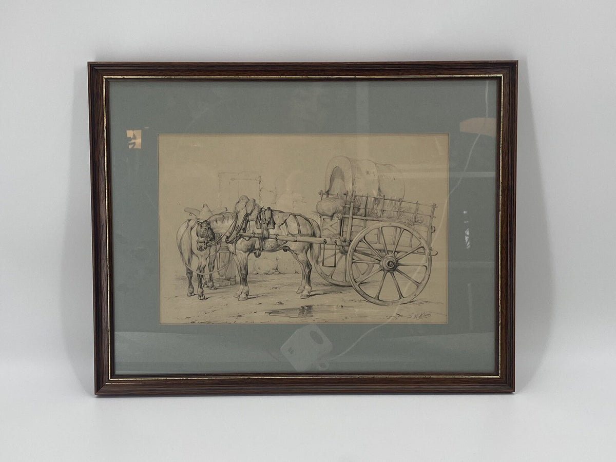* 2 x VICTOR ADAM 19 JHDT LITHOGRAPHIE POSTE AUX CHEVAUX PFERDE WAGEN TRANSPORT