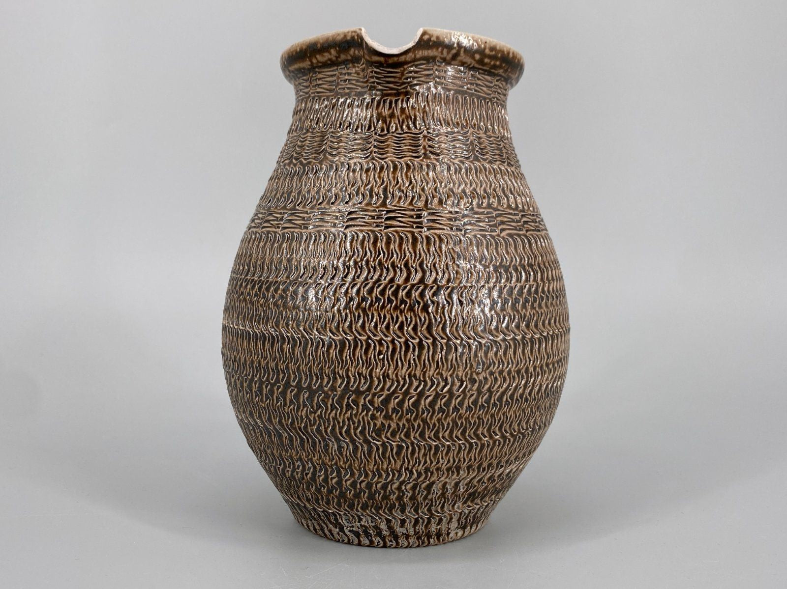 * VASE KRUG KARAFFE STUDIO KERAMIK BRAUN GEMUSTERT RUSTIKAL VINTA