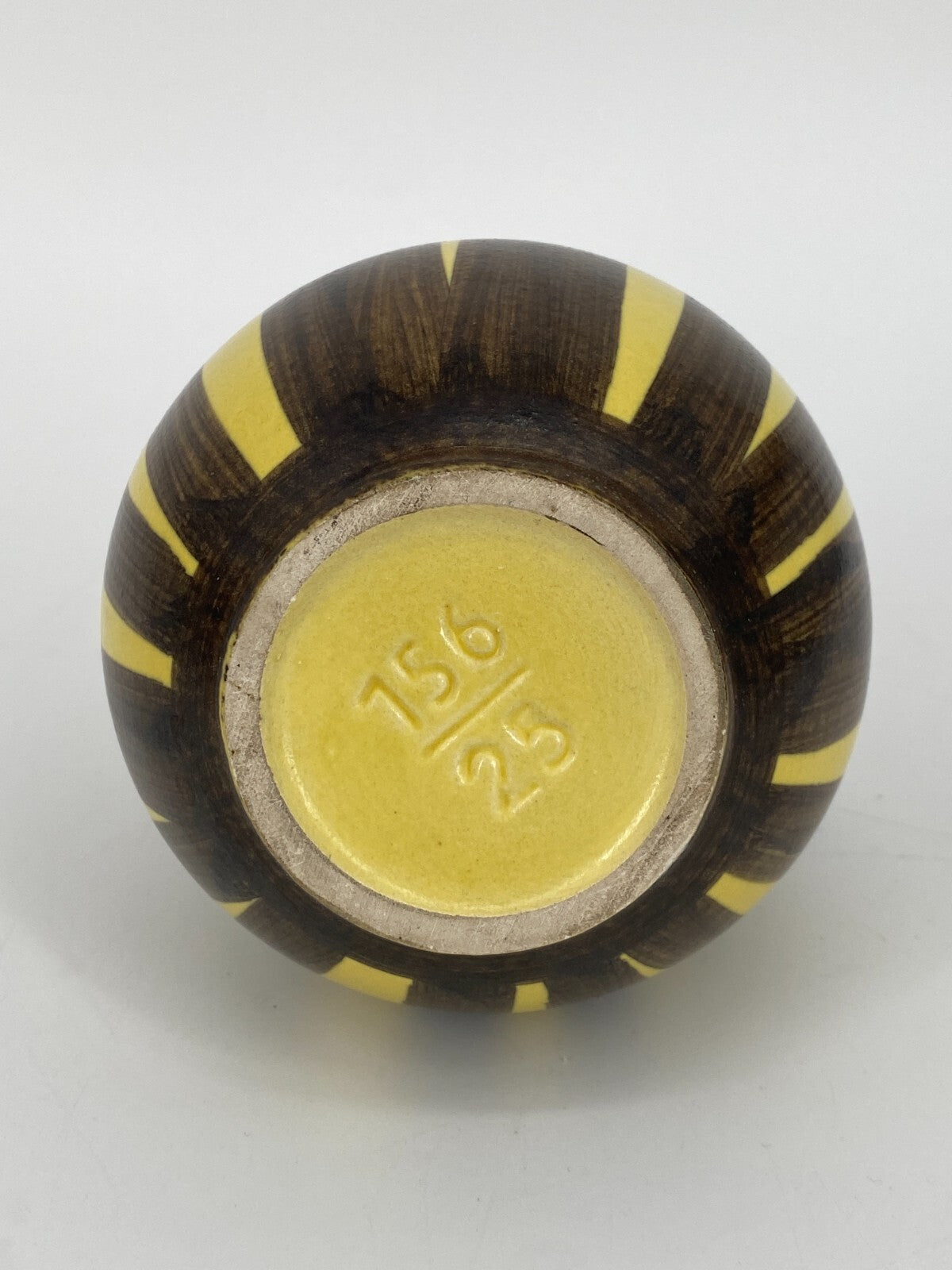 * ILKRA STUDIO KERAMIK VASE KRUG GELB BRAUN GESTREIFT 50ER 60ER MID CENTURY