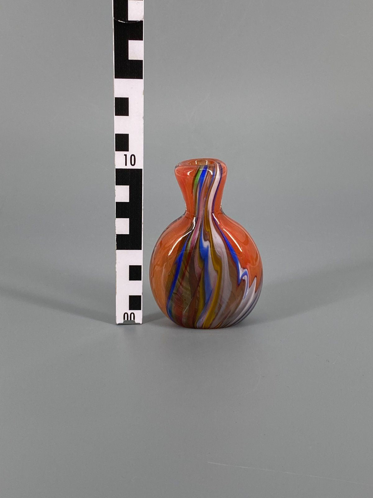 * KLEINE VASE MURANO GLAS ORANGE BLAU BUNT ITALIEN 10 CM MINI