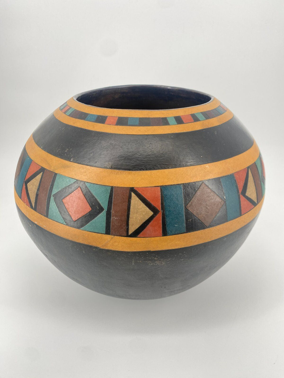 * VASE AFRIKA KERAMIK GROß BODENVASE HANDARBEIT ORNAMENT VINTAGE