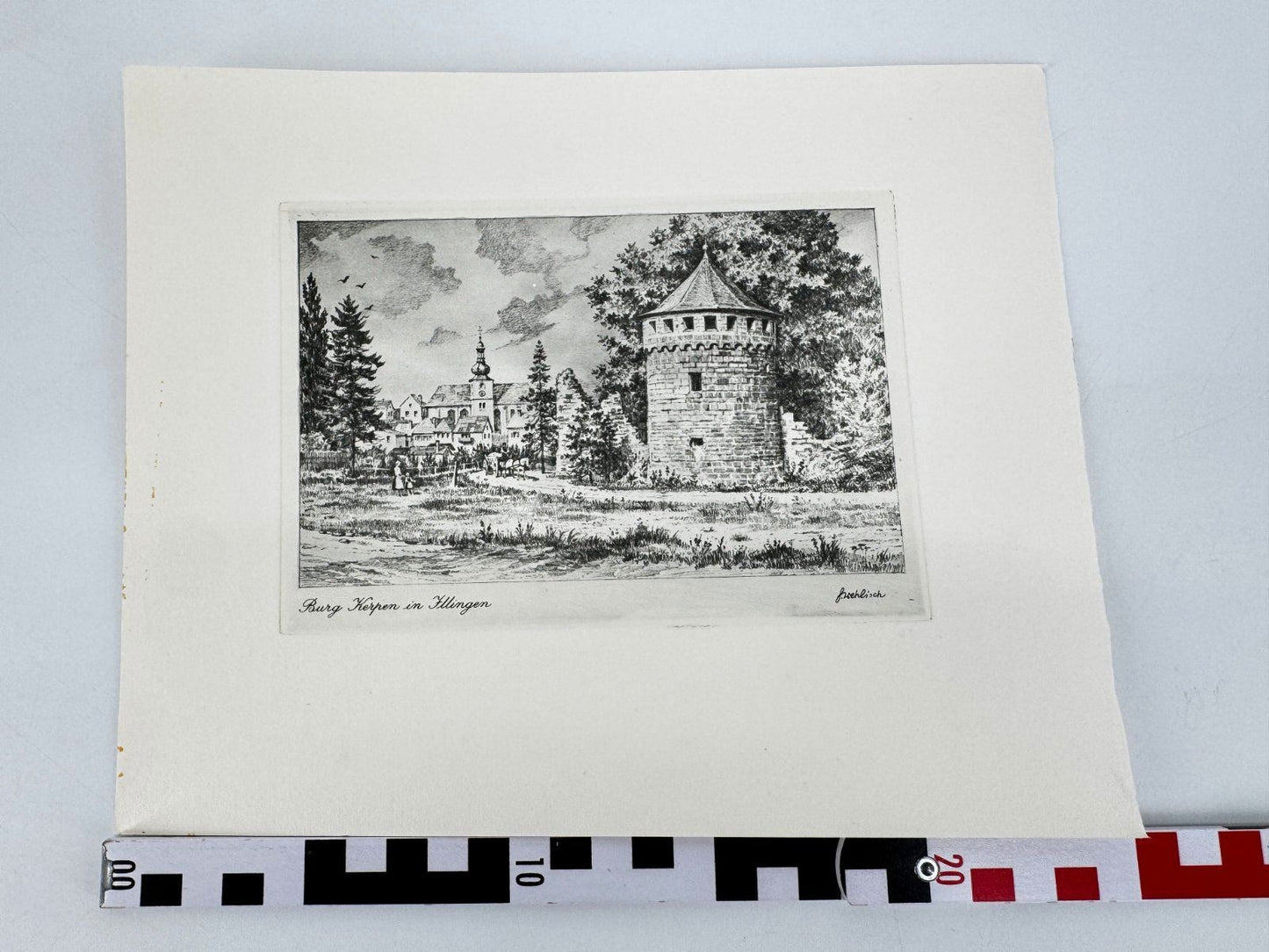 * HEINZ WEHLISCH RADIERUNG BURG KERPEN IN ILLINGEN ANSICHT SIGNIE