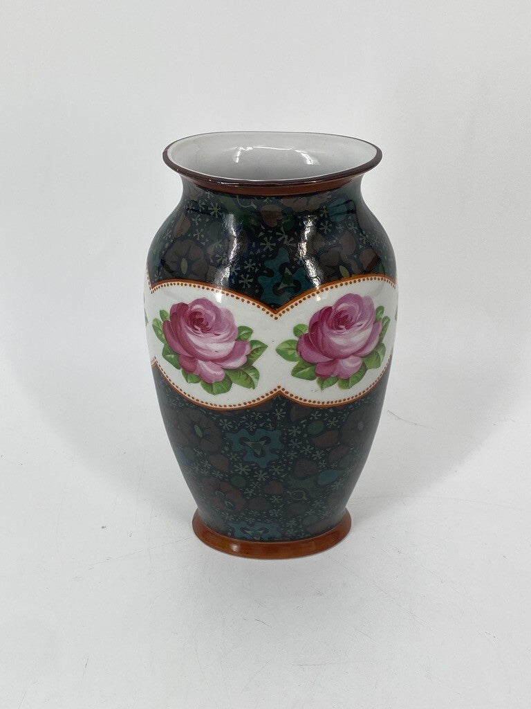 * EICHWALD PORZELLAN VASE BÖHMEN JUGENDSTIL 1900 ROSEN DEKOR VINTAGE