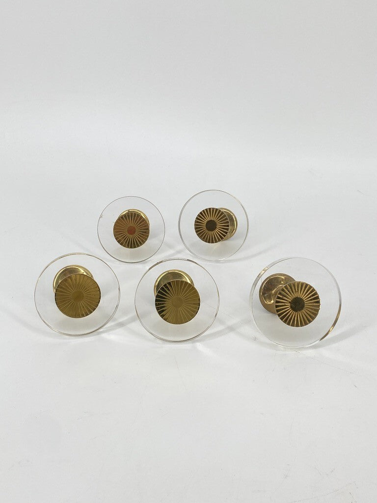 * 5 x PLEXIGLAS PLEXI MESSING GARDEROBENHAKEN VINTAGE MÖBELGRIFF 60ER