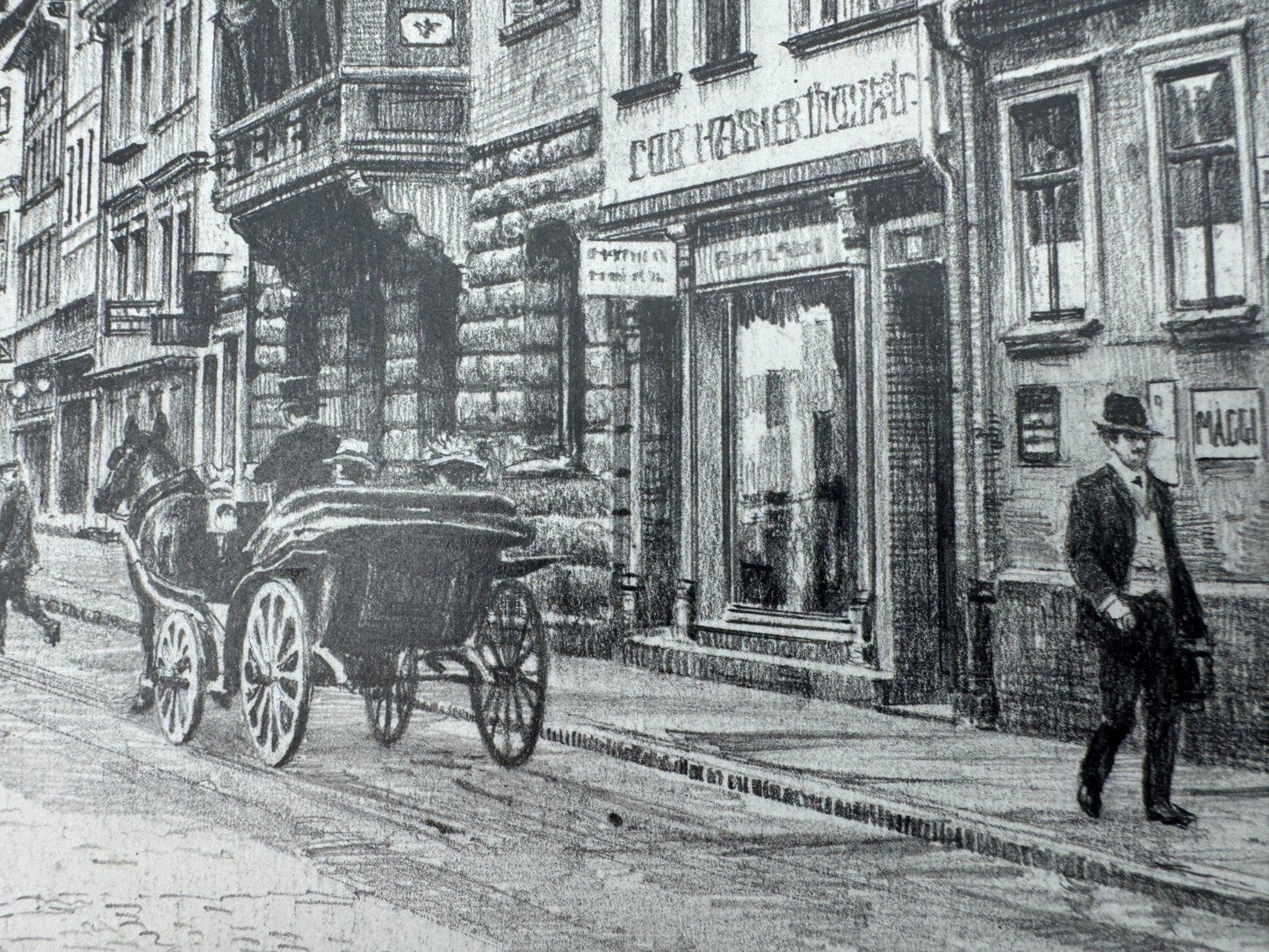 * HEINZ WEHLISCH ZEICHNUNG MEININGEN SCHLUNDGASSE 1910 ANSICHT SIGNIERT