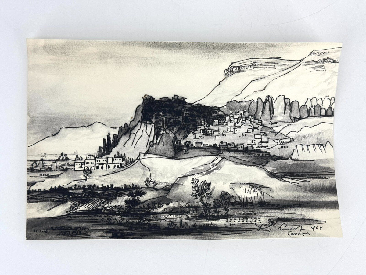 * GEMÄLDE AQUARELL LANDSCHAFT ITALIEN 1968 SIGNIERT UNIKAT