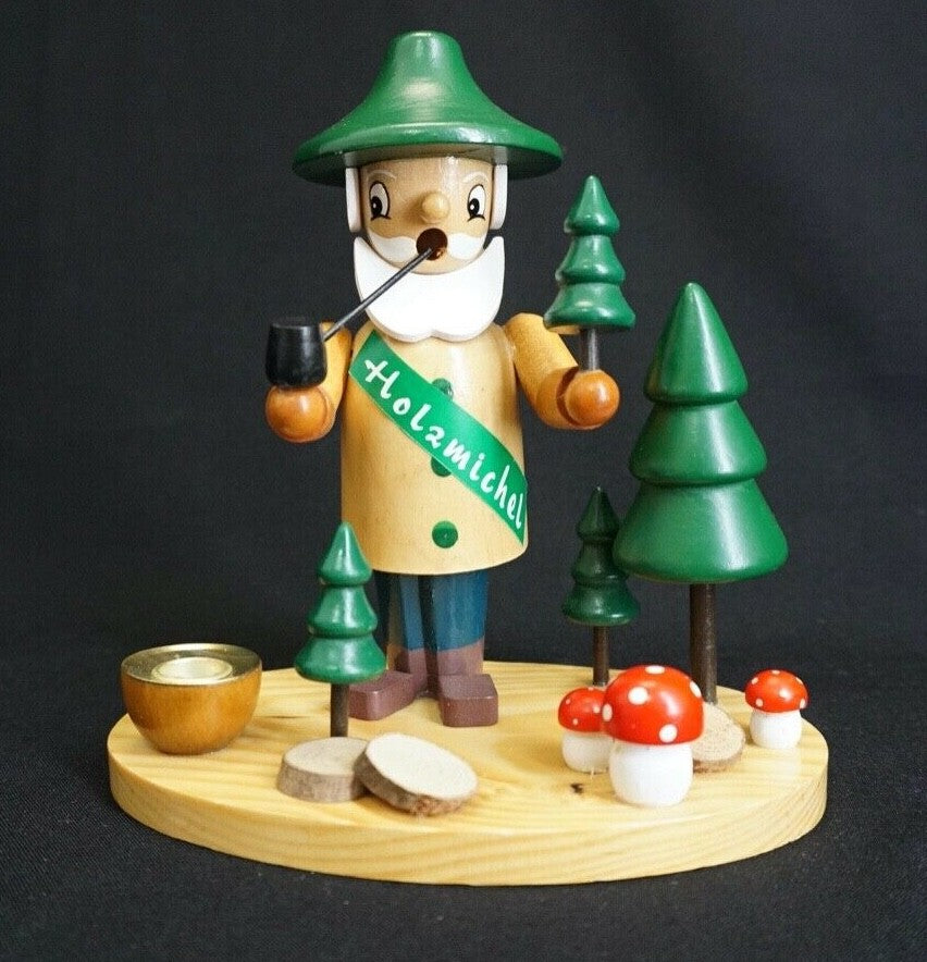 RÄUCHERMÄNNCHEN HOLZMICHEL FÜR RÄUCHERKERZEN KERZENHALTER ERZGEBIRGE KERZEN
