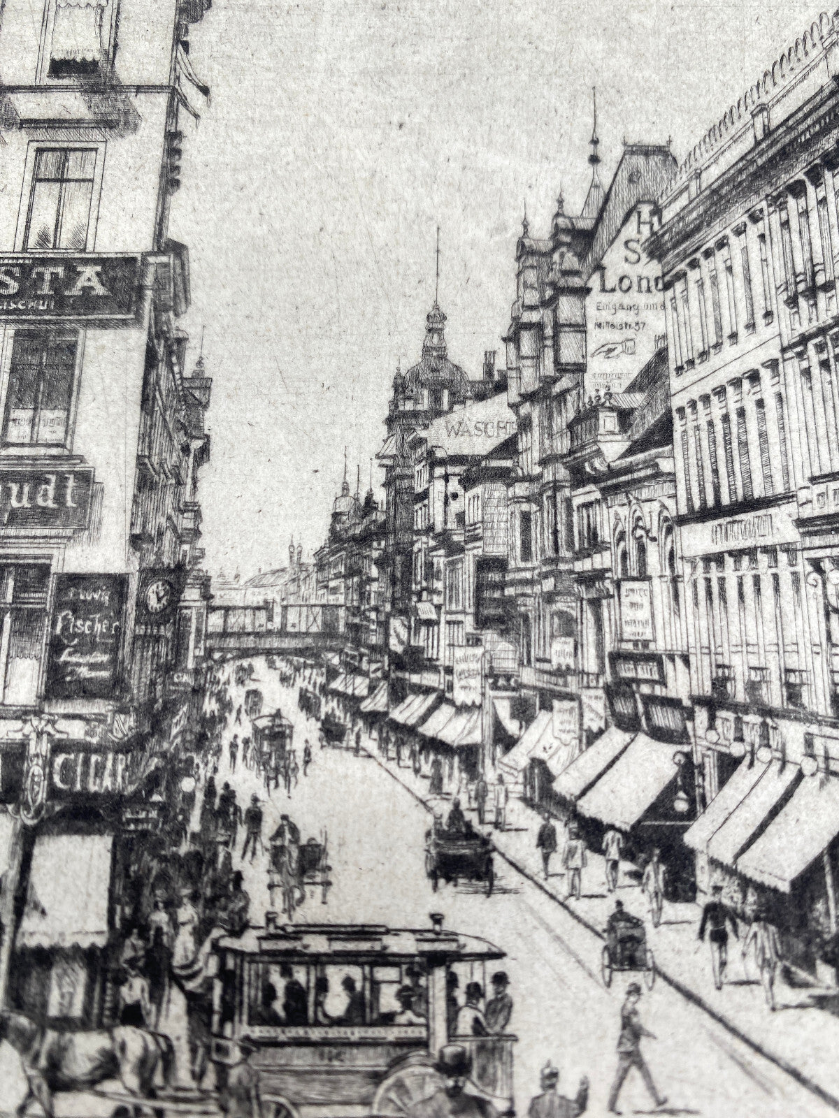 HEINZ WEHLISCH BERLIN FRIEDRICHSTRAßE UM 1901 ORIGINAL RADIERUNG HANDSIGNIERT