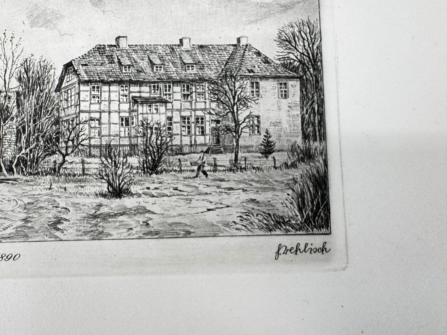 * HEINZ WEHLISCH ORIGINAL RADIERUNG BODENTEICH ALTE BURG UM 1890