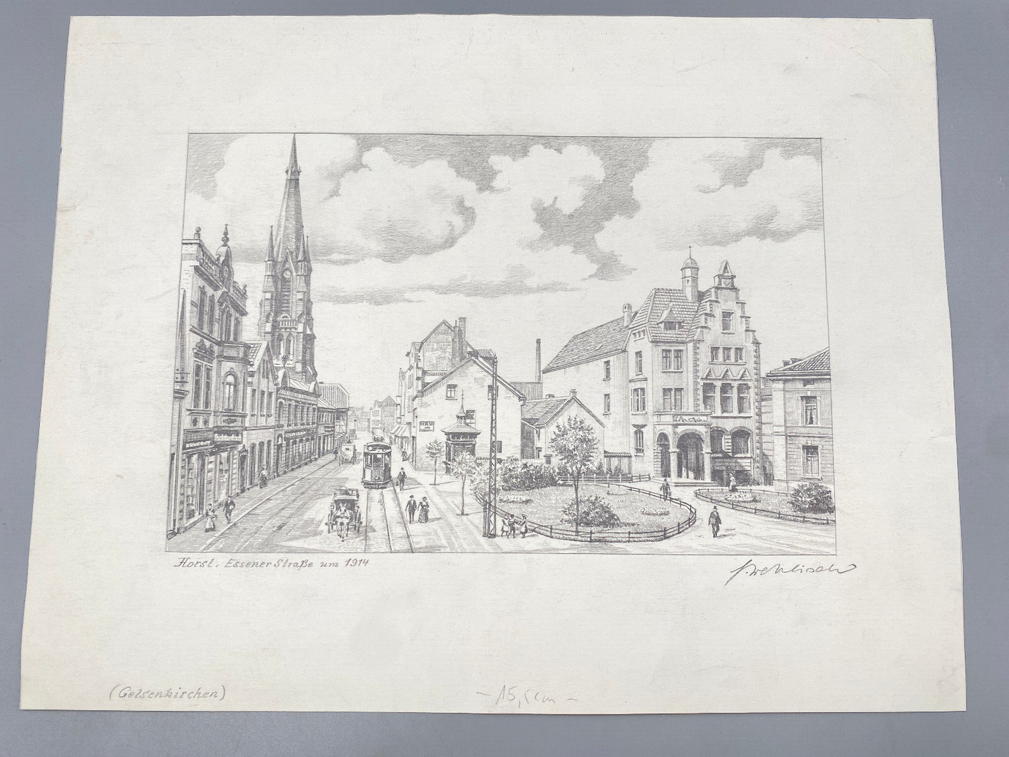 HEINZ WEHLISCH 2X ZEICHNUNGEN GELSENKIRCHEN ANSICHTEN ORIGINALE ZEICHNUNGEN